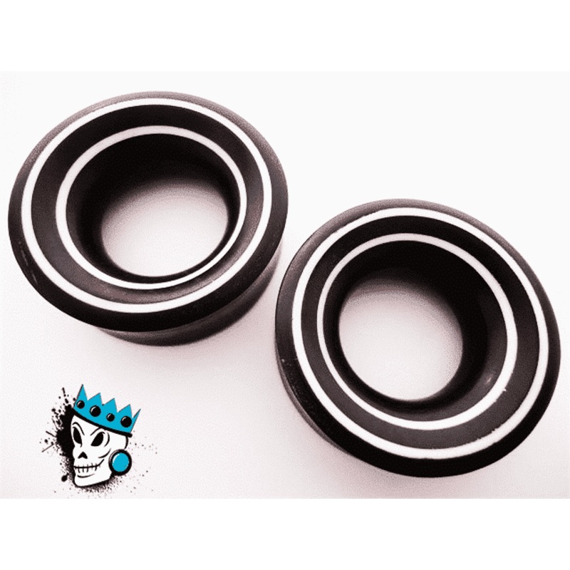 Ebony Tunnels w/ Double White Lines (12 mm, 21 mm) 12 mm
