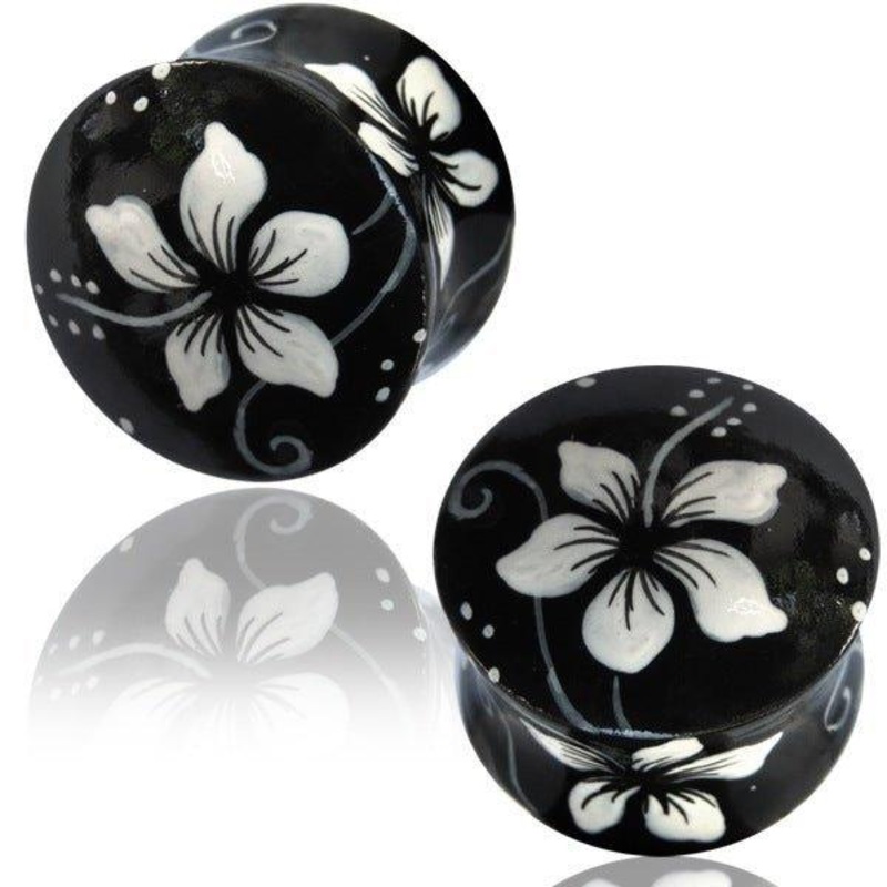 Flower Wood Saddle Plug PAIR 8mm-25mm 12mm(1/2″) (Pair)
