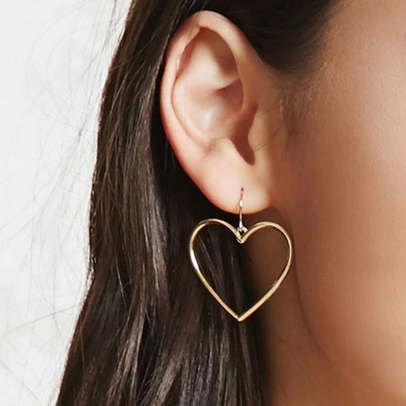 Forever Heart Hoop Drop Earrings in Gold