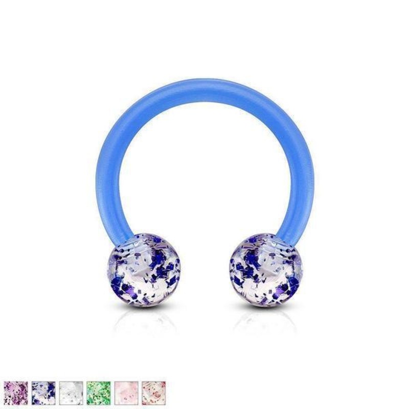 Glitter Bioflex Horseshoe 16G Blue