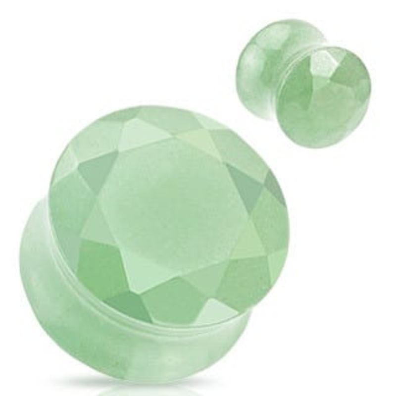 Green Aventurine Facet Cut Stone Plugs  (9/16 inch) 9/16 inch