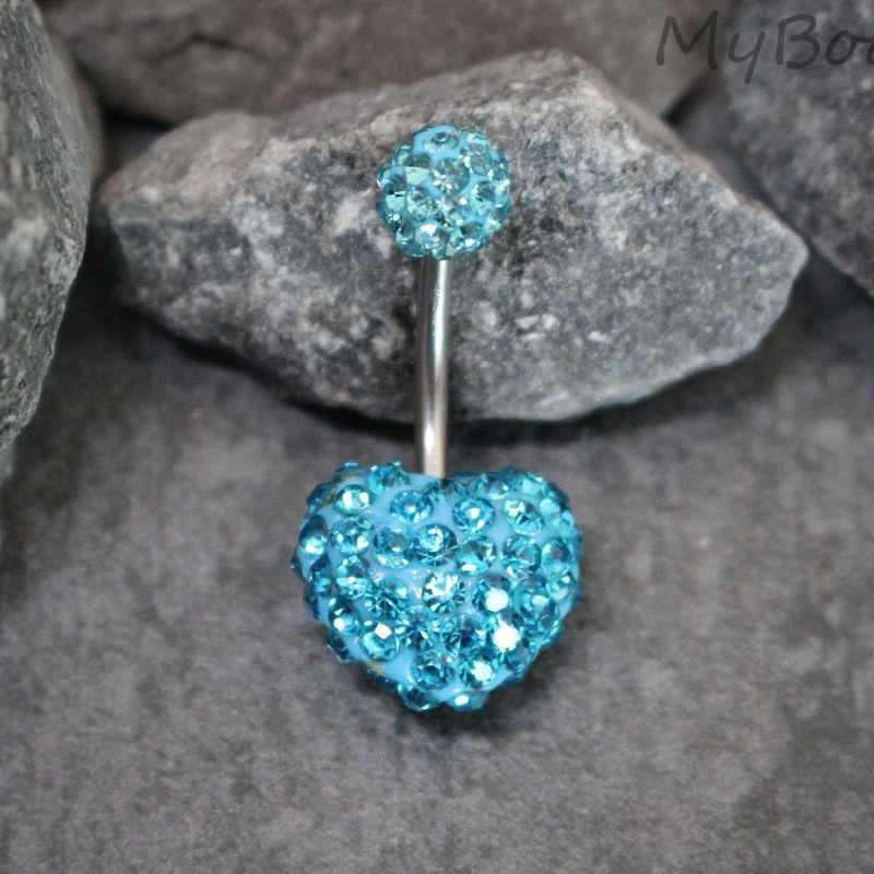 Heart Ferido Belly Stud in Solid Colors Ruby Red