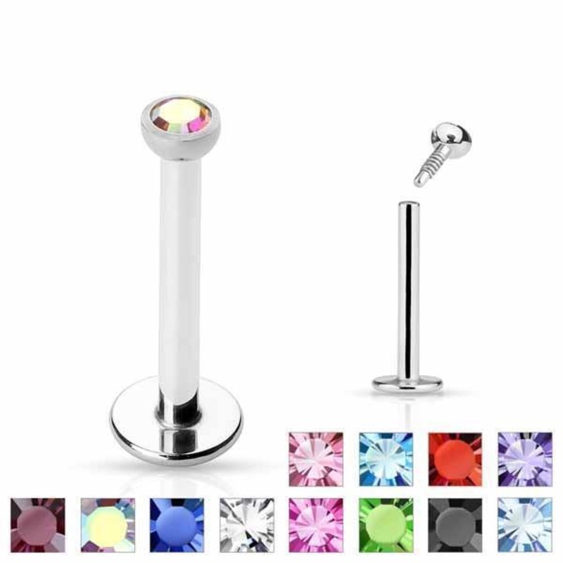 I.T. Gem Labret 16G 6mm Clear 2mm