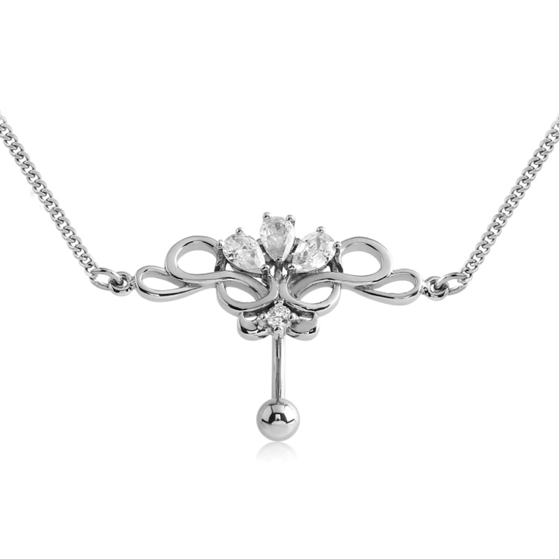 Infinity Crown Top Drop Belly Chain 14G