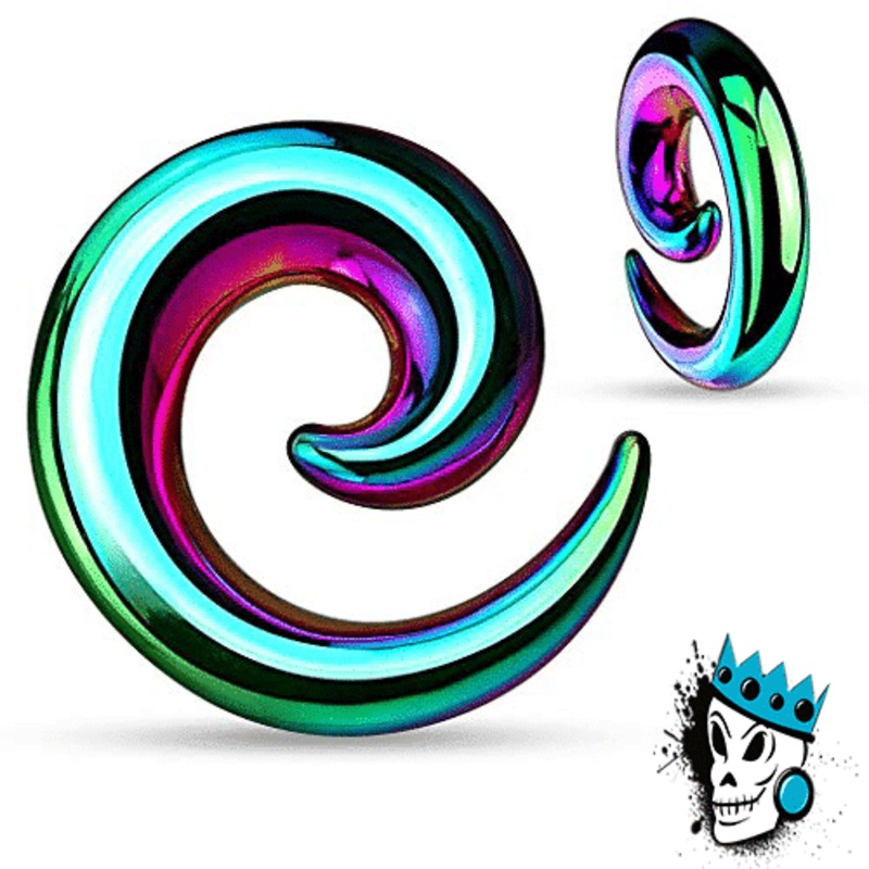 Multicolored Steel Simple Spirals (14 gauge – 0 gauge) 12 g