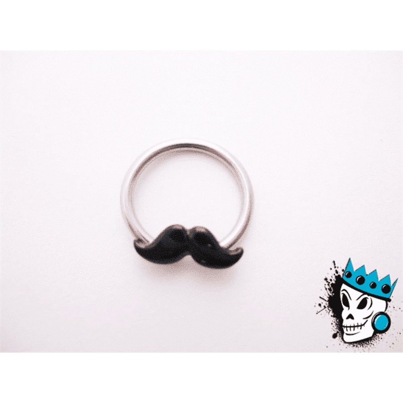 Mustache Captive Bead Rings (14 gauge) 14 g