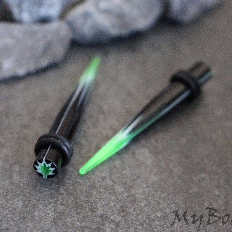 Neon Ear Tapers in Black 12G (2mm)