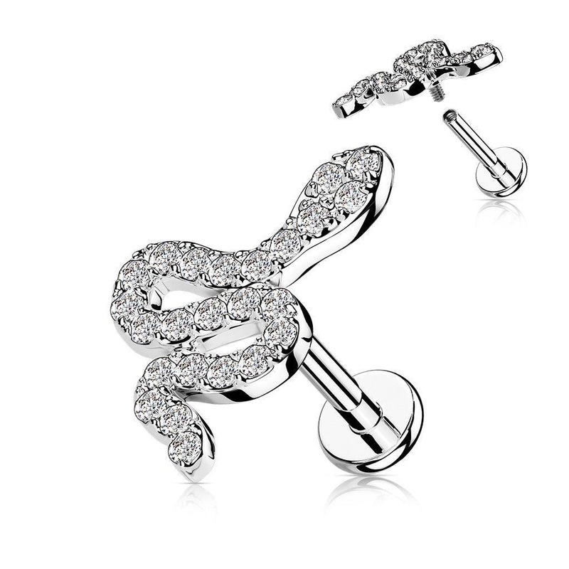 Paved Snake I.T. Labret 16G 6mm Gold