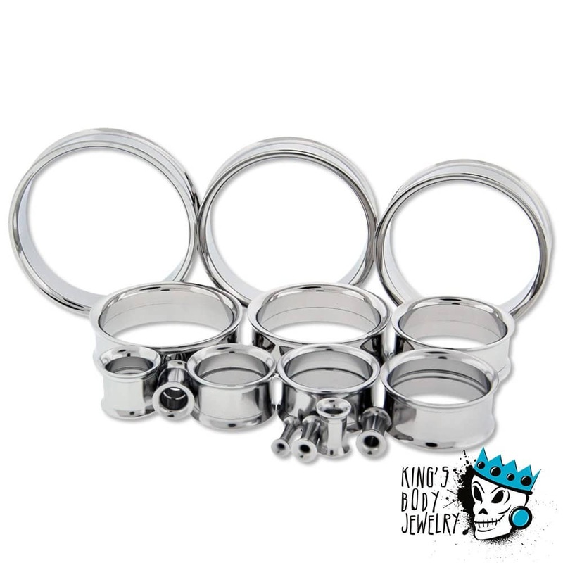 Stainless Steel INTERNALLY THREADED Tunnels – (10 gauge – 2 inch) 10 g