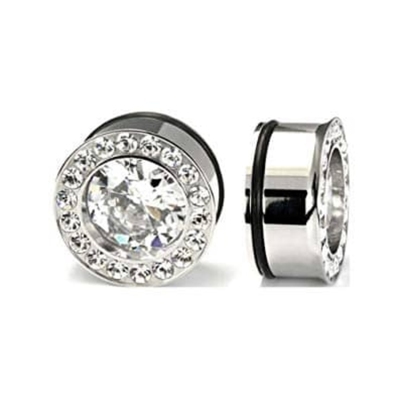 Stainless Steel Single Flare Ultimate Bling Plug (0 gauge – 1 inch) 0 g