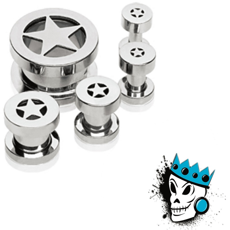 Stainless Steel STAR Flesh Tunnels (8 gauge – 1 inch) 8 g