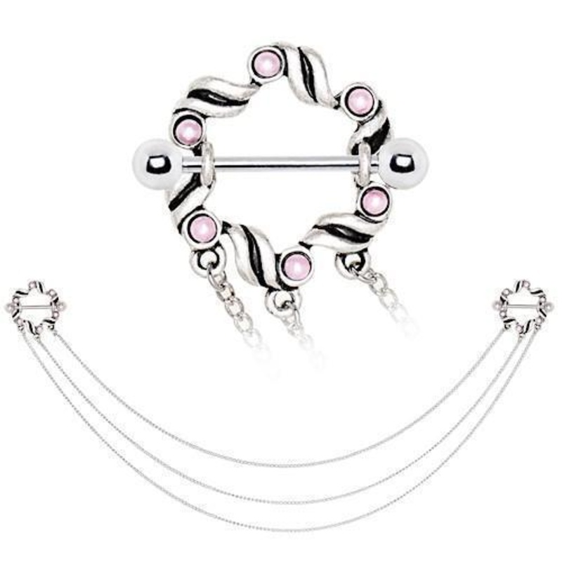 Swirl Triple Chain Nipple Shield 14G
