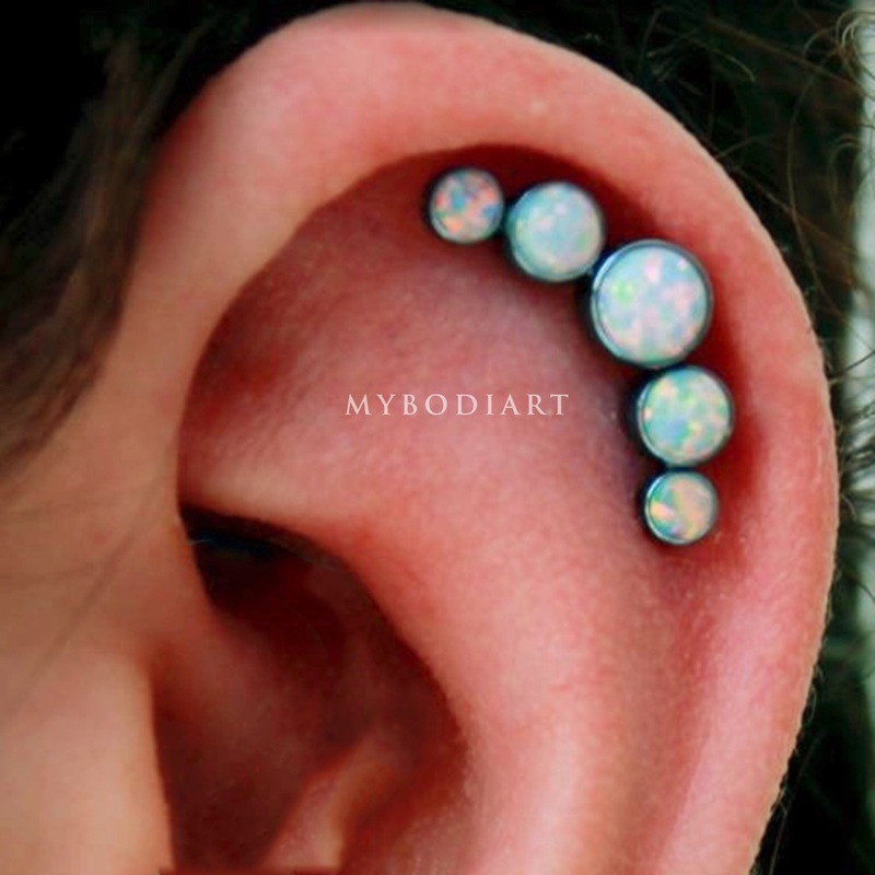 Tala Opal Cartilage Earring Stud Pair of Piercings (2)