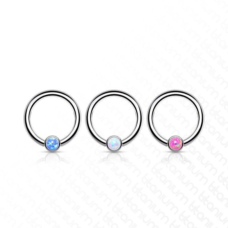 Titanium Opal Captive Ring 16G Blue
