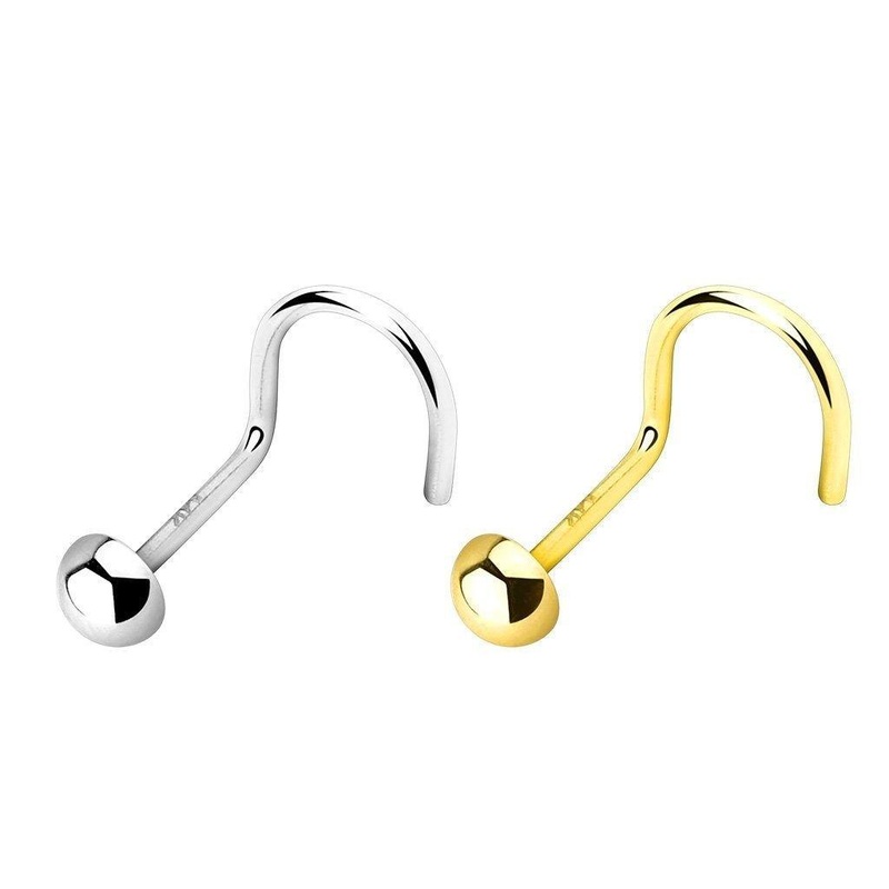 14kt Gold Dome Nose Screw 20G White Gold