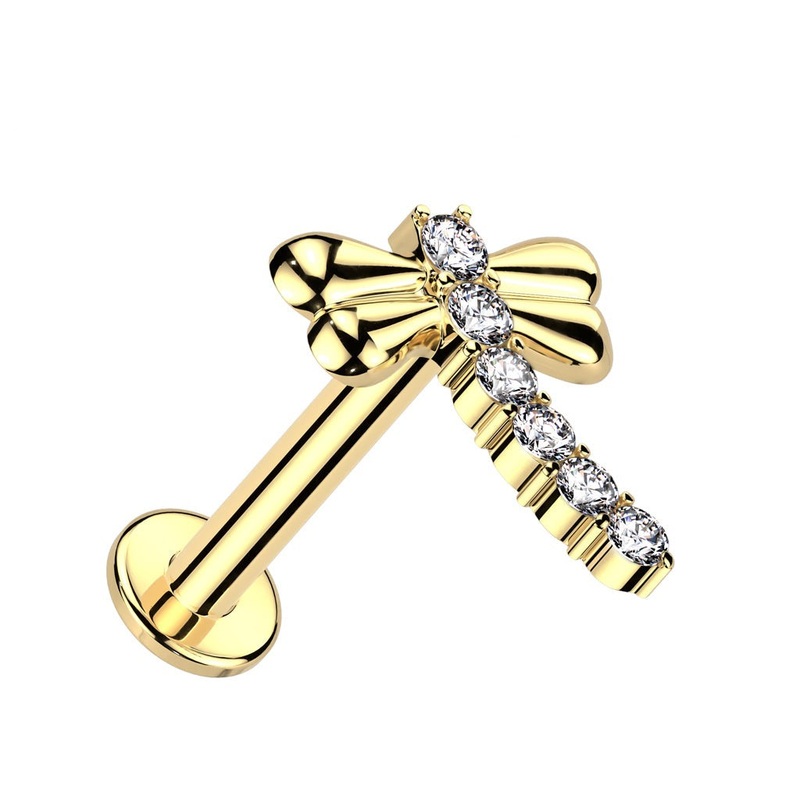 14kt Gold Dragonfly Labret White Gold