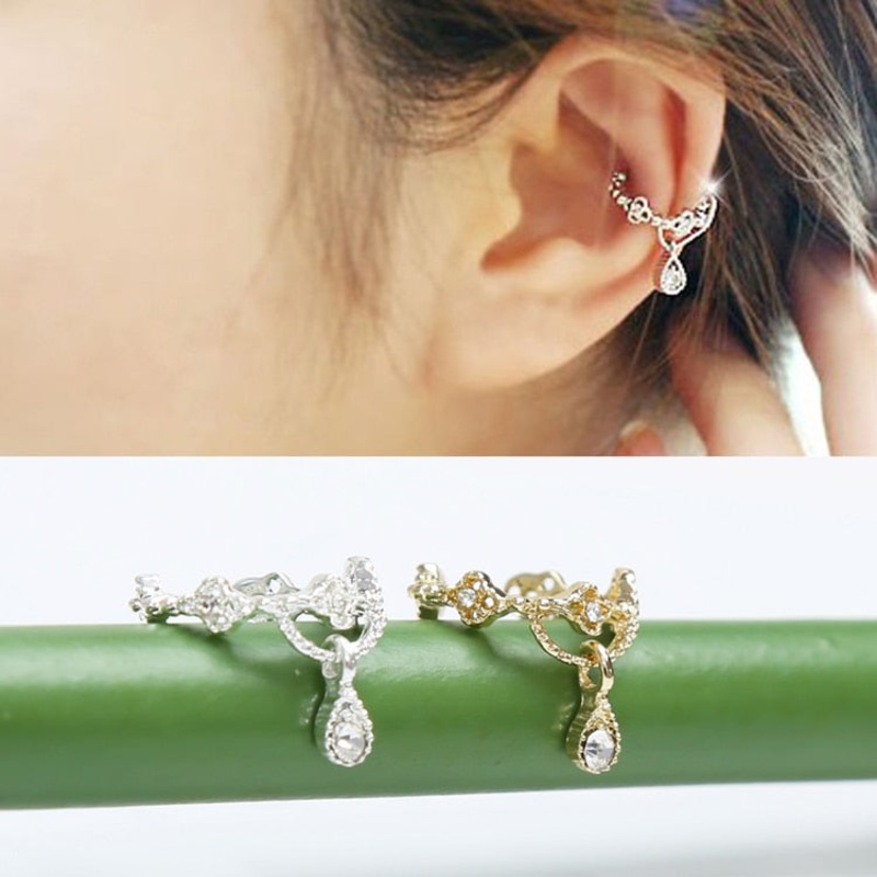 Bijou Crystal Drop Ear Cuff Earrings Gold – Pair of Earrings