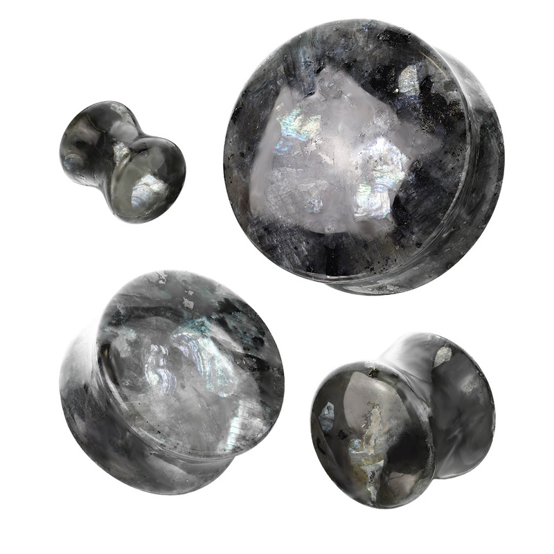 Black Labradorite Double Flared Plug (4 gauge – 1 inch) 4 g