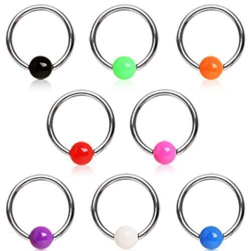 Colour Ball Captive Ring 16G Black