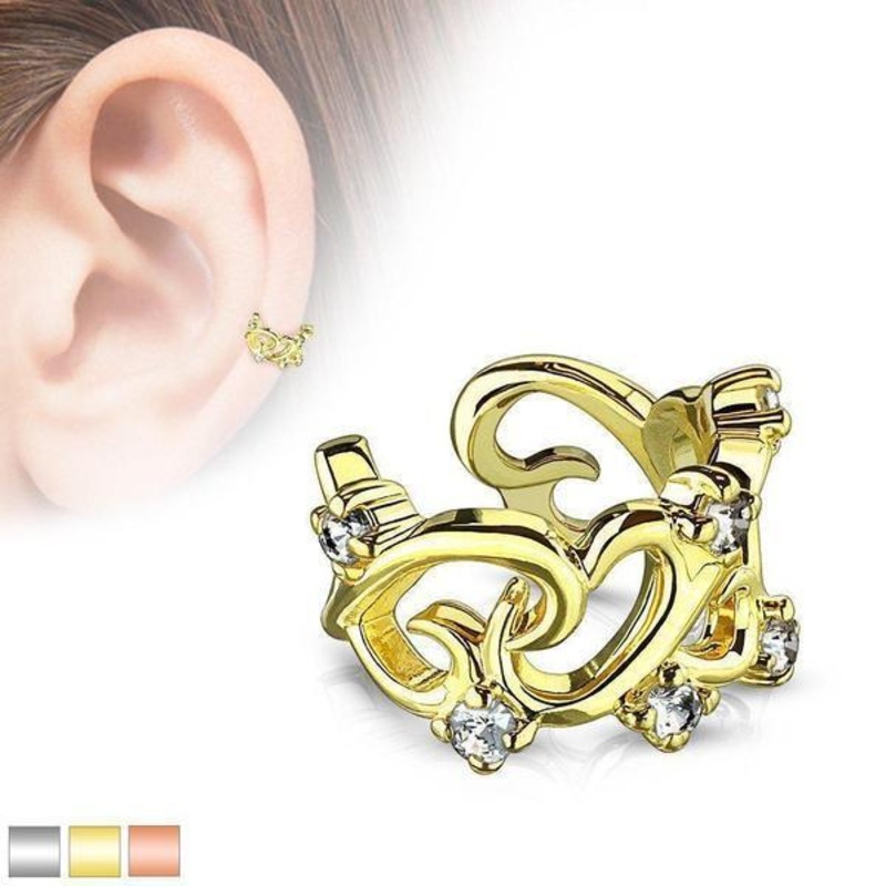 Filigree Hearts Non-Piercing Ear Cuff Gold