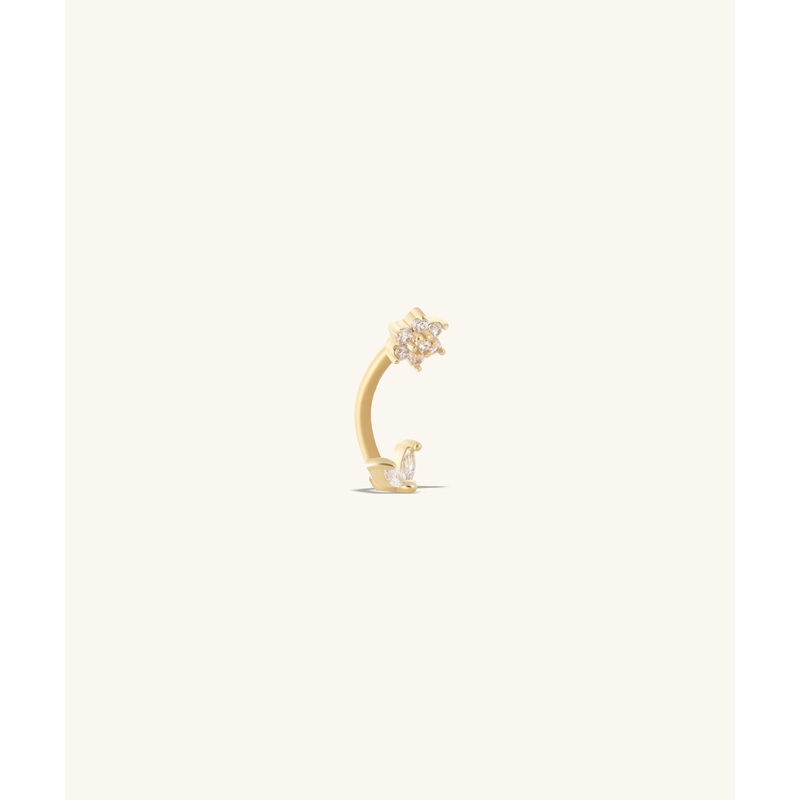Flower Curved Barbell Gold