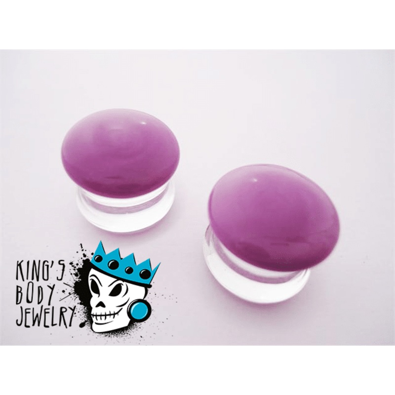 Gorilla Glass Purple Color Front Double Flare Plugs (8 gauge – 1 inch) 8 g