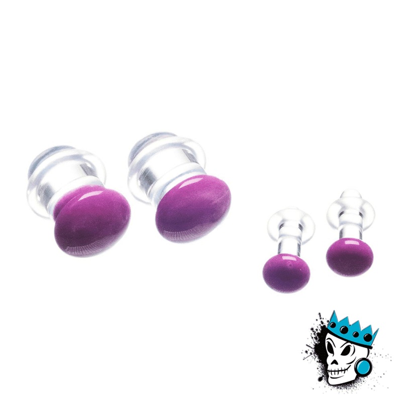 Gorilla Glass Purple Color Front Single Flare Plugs (12 gauge – 1/2 inch) 12 g