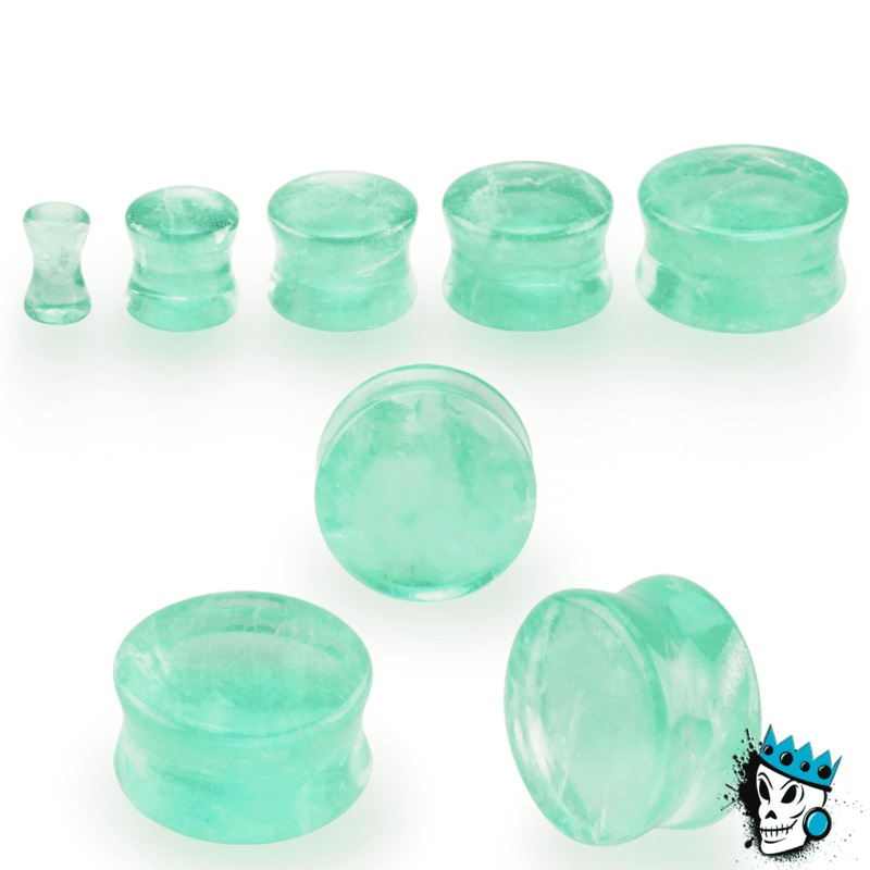 Green Fluorite Double Flare Stone Plugs (6 gauge – 11/16 inch) 6 g