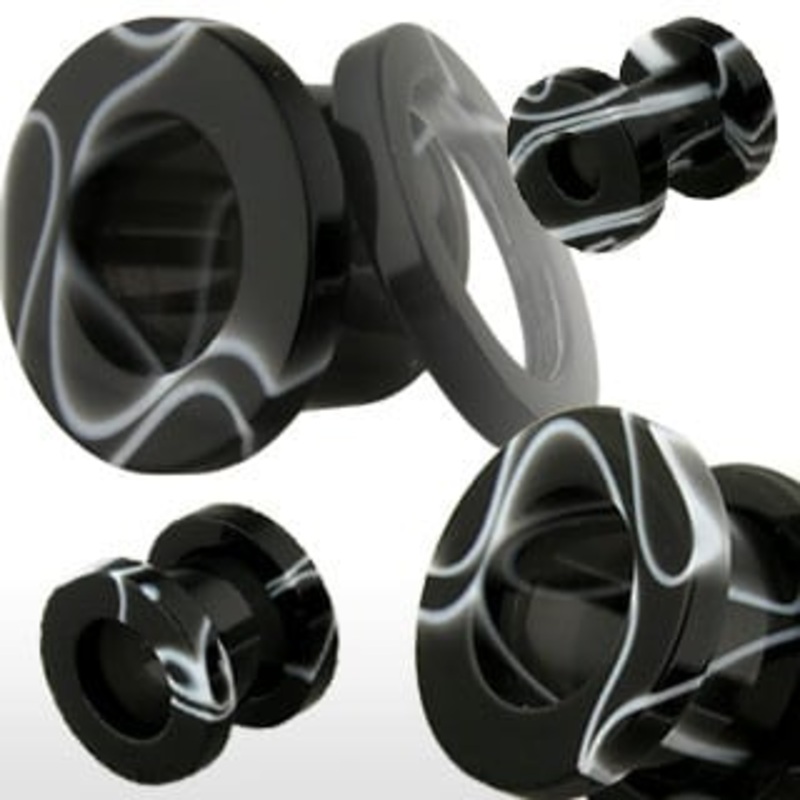 Marble Acrylic Flesh Tunnels (8 gauge – 1/2 inch) 8 g