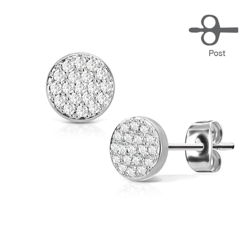 Paved Circle Earrings Pair