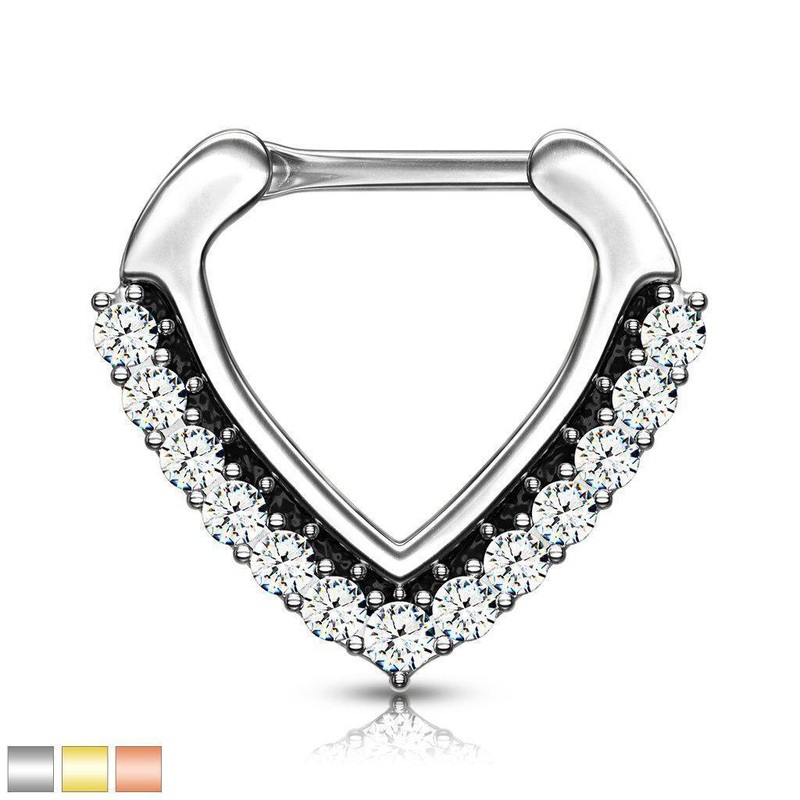 Paved Two Tone Septum Clicker 16G Gold