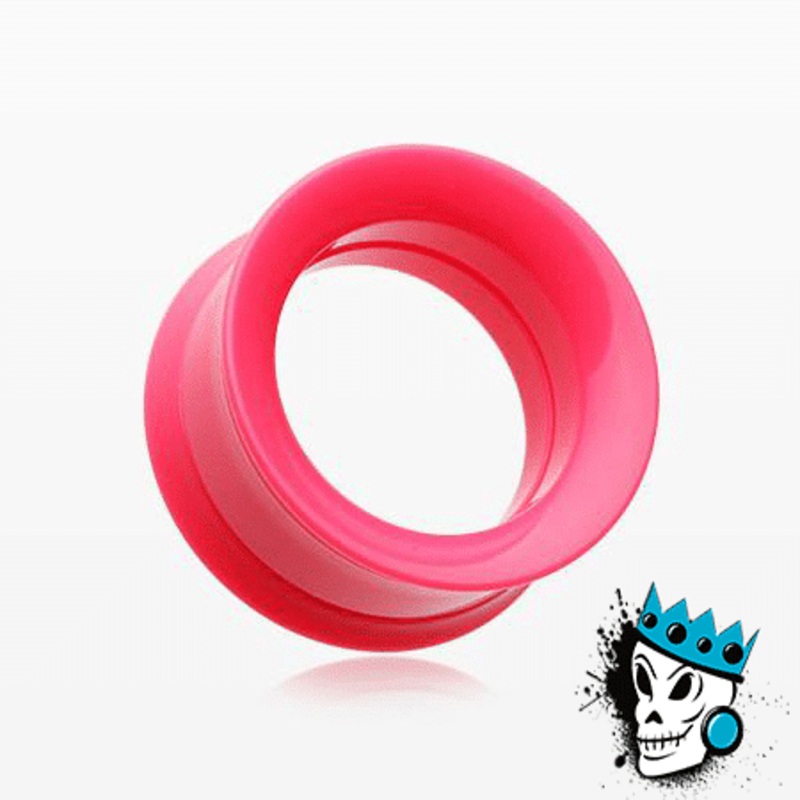 Pink Acrylic Internally Threaded Tunnels (8 gauge – 1 inch) 8 g