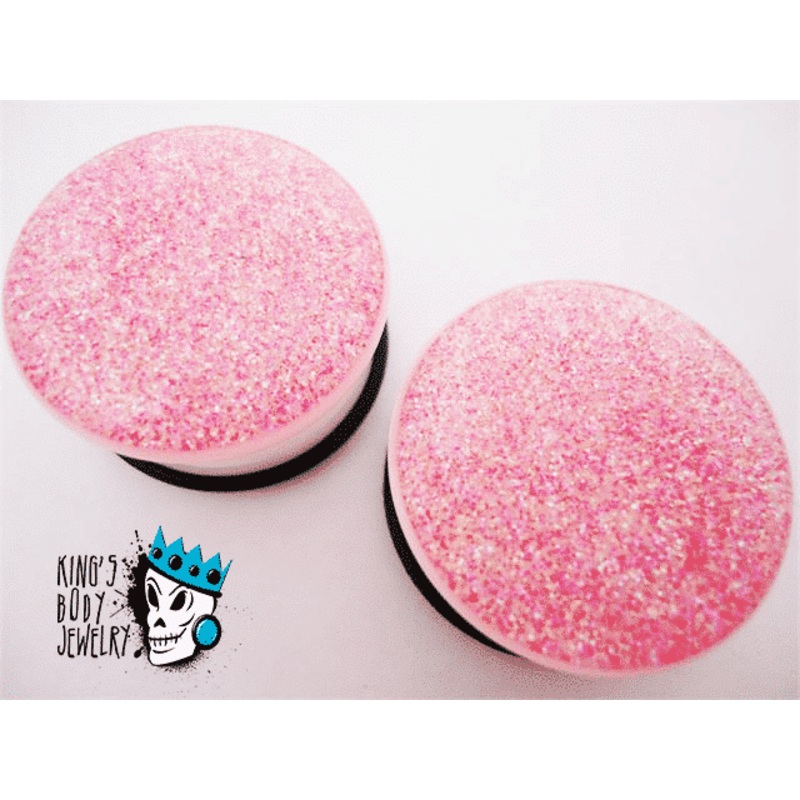 Pink Acrylic Sparkle Plugs (9/16 inch) 9/16 inch