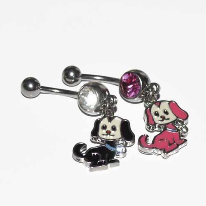Puppy Dog Belly Bar 14G Black