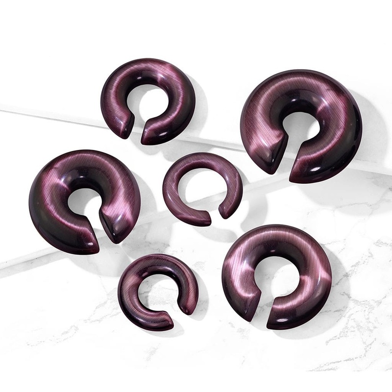 Purple Cat Eye Stone Hoops (2 gauge – 5/8 inch) 2 g