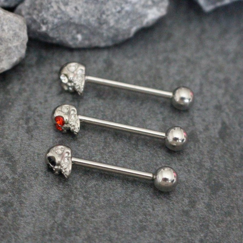 Roth Skull Tongue Piercing Jewelry Clear