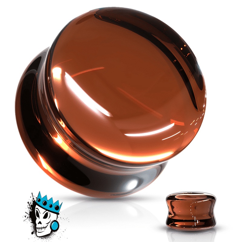 Smokey Topaz Double Flare Convex Glass Plugs (2 gauge – 5/8 inch) 2 g