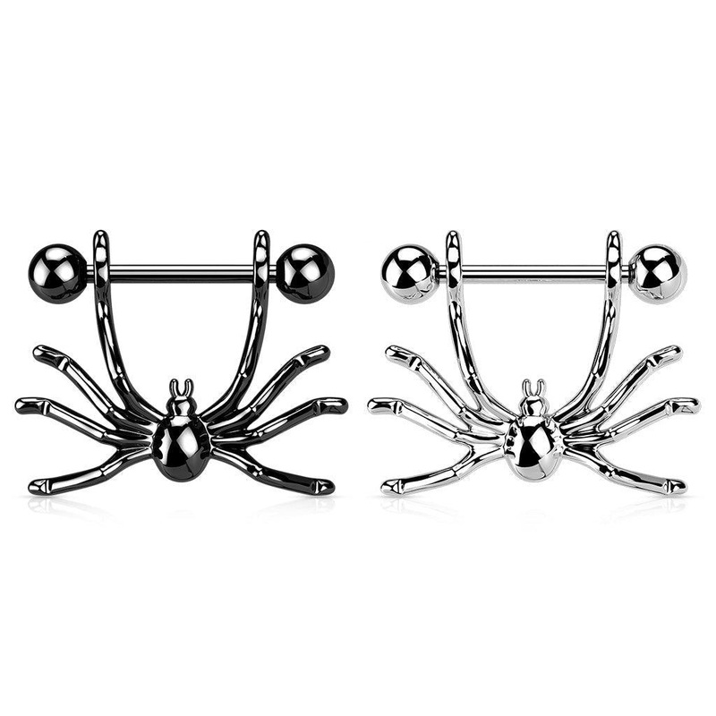 Spider Nipple Dangle 14G 10mm Black