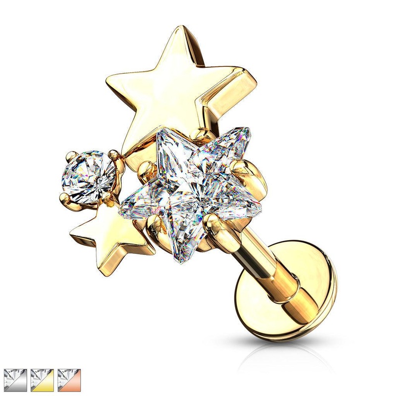 Star Cluster I.T. Labret 16G 6mm Gold