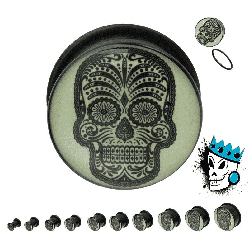 Sugar Skull Glow in the Dark Plugs (2 gauge – 1 inch) 2 g
