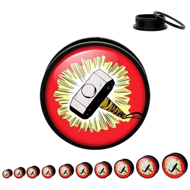 Thor Hammer Marvel Flesh Tunnels (7/8 inch & 1 inch) 7/8 inch