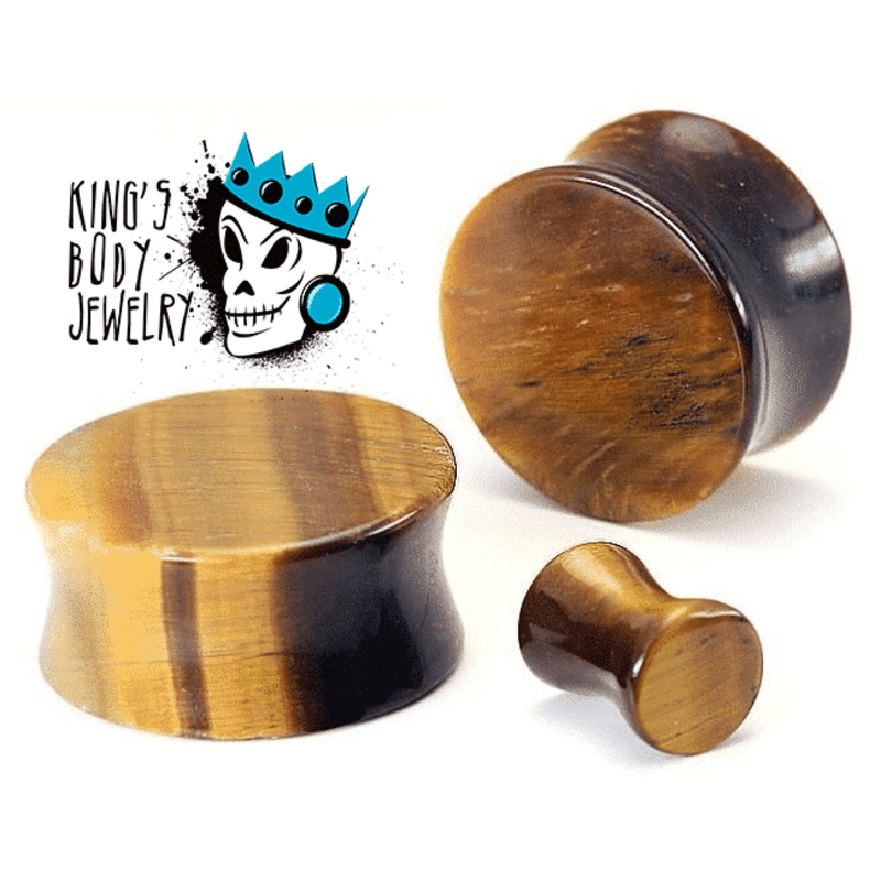Tiger’s Eye Double Flare Stone Plugs (8 gauge – 1 inch) 8 g