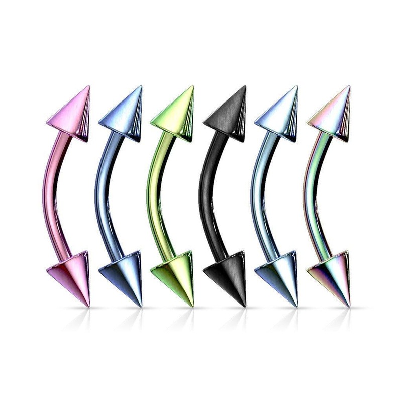 Titanium IP Curve with Spikes 16G 14G 16G 8mm Black
