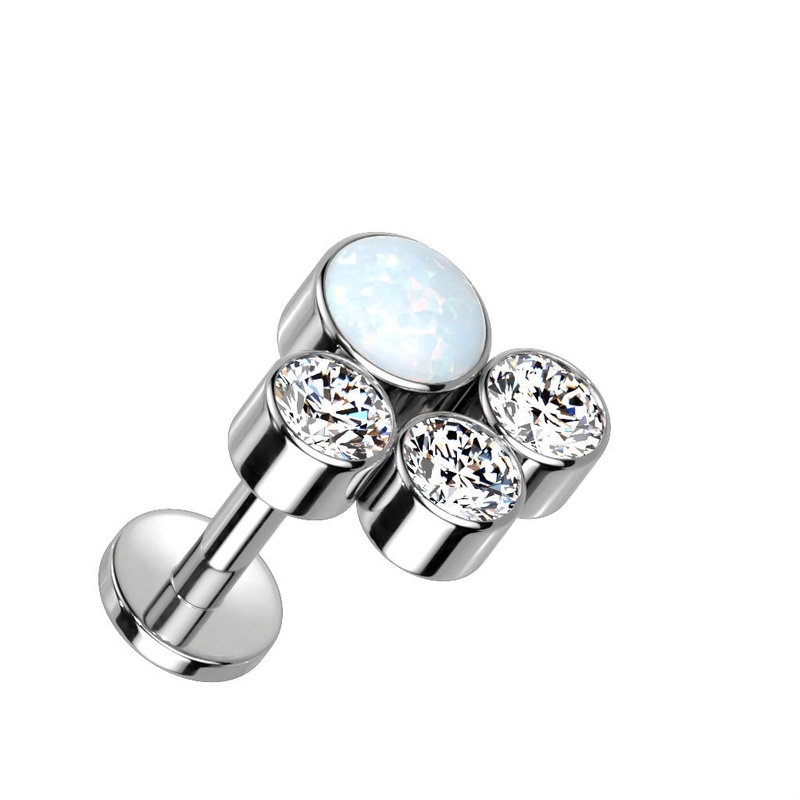 Titanium Opal Tri Gem Labret Black