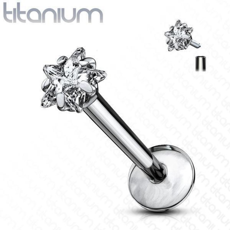 Titanium Prong Star Labret 16G 6mm