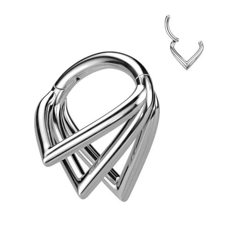 Titanium Triple Chevron Hinged Ring 16G 8mm