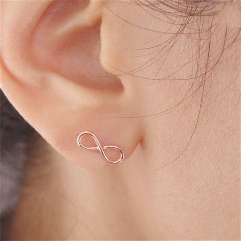 Bernoulli Minimalist Small Infinity Wired Stud Earrings Gold