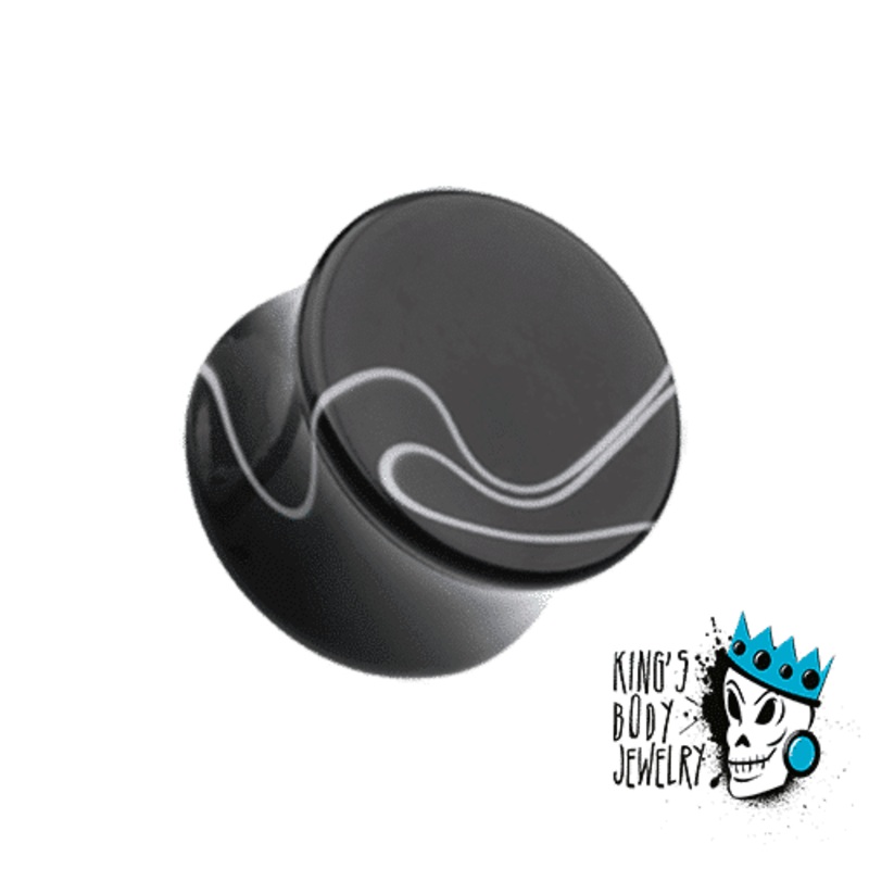 Black Marble Acrylic Double Flare Plugs (8 gauge – 1 inch) 8 g