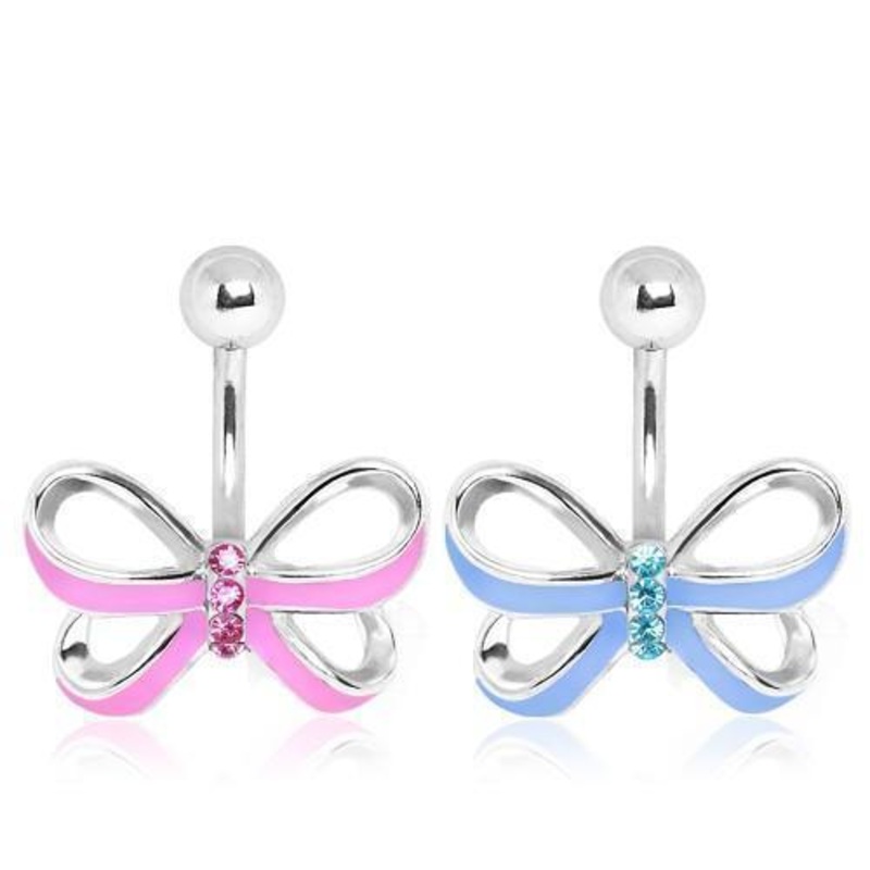 Bow Belly Bar 14G Blue