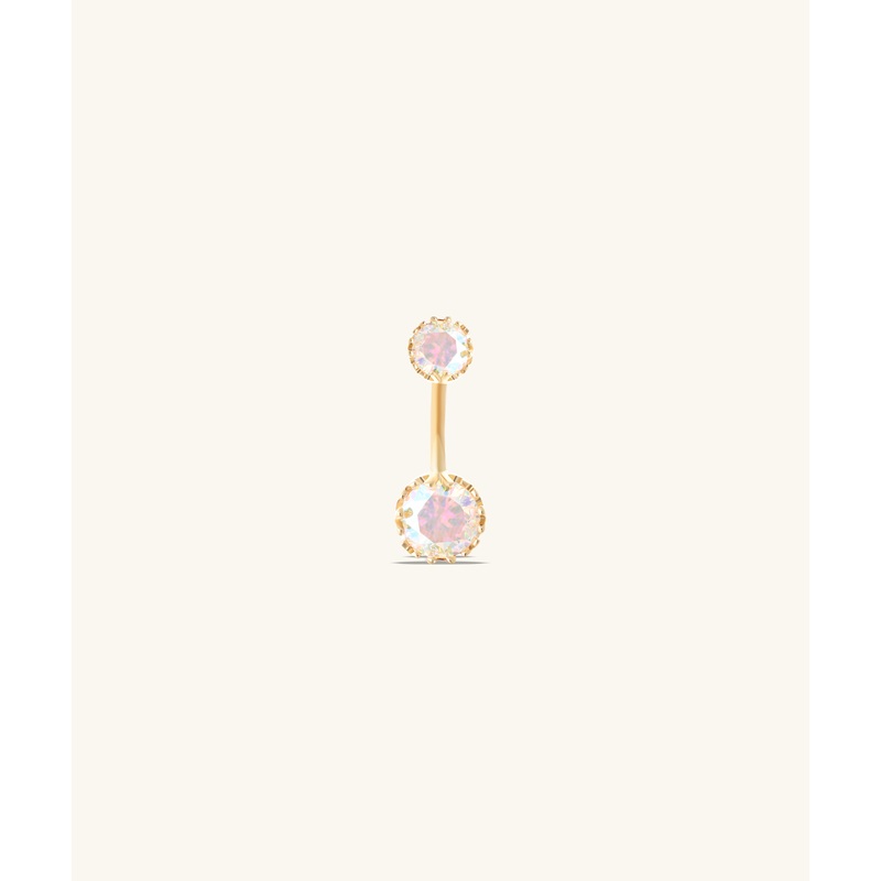 Crystal Glow Belly Ring Gold